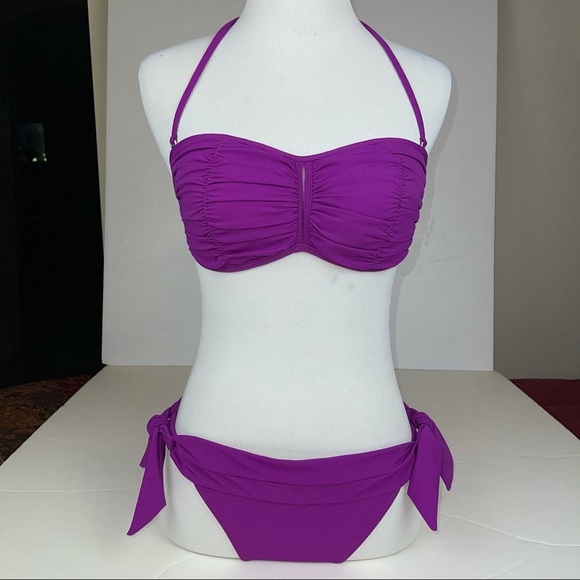KORAL Swim Bikini Set Bandeau Top Tie Bottoms S/M - Picture 17 of 17